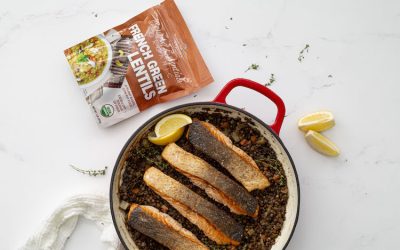 Mountain High Organics Braised French Lentils with Crispy Skin Salmon